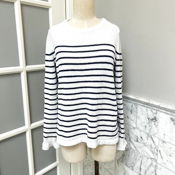 LILLY PULITZER Calloway Navy Stripes Chenille Pullover Sweater Size Medium - Picture 1 of 6